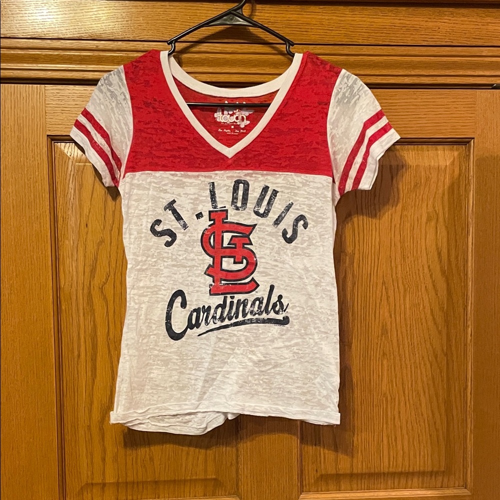 Women's St. Louis Cardinals Red and White V-Neck Tee